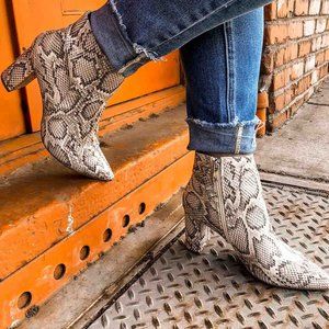 Gray Snake Print Booties